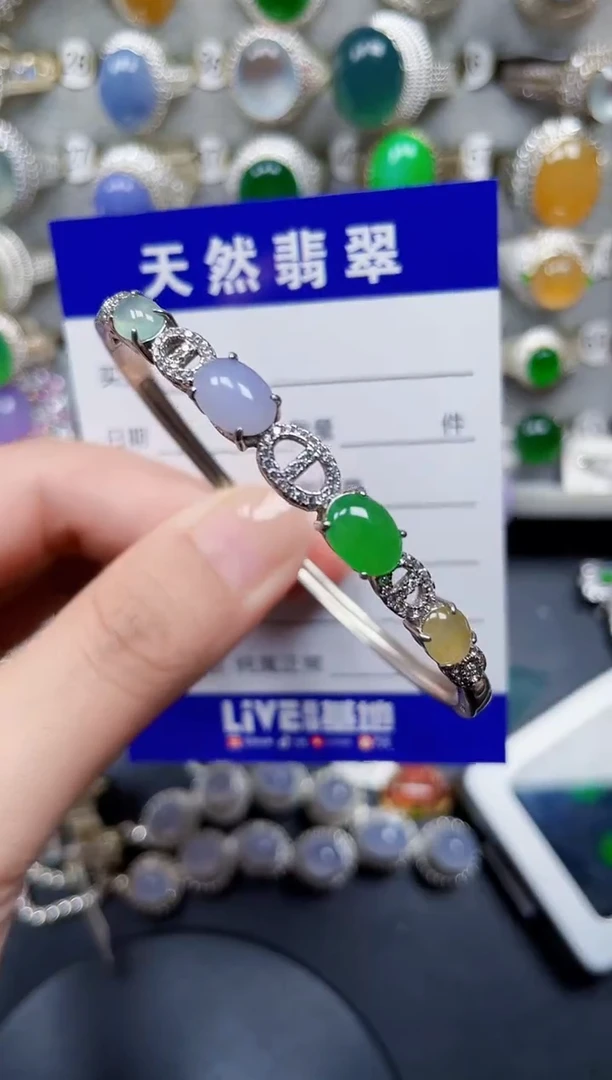 银S925镶嵌手镯翡翠113