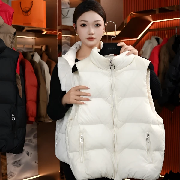 2025新款马甲休闲穿搭白鸭绒保暖韩版宽松百搭时尚拉链马甲