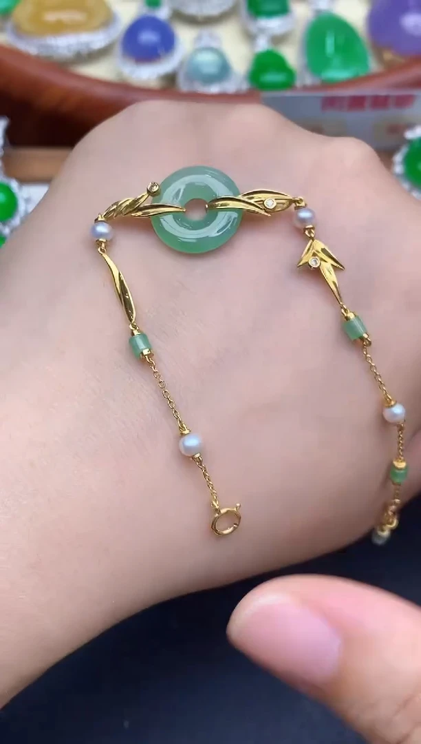 18K金镶嵌手链翡翠422-中国好珍宝