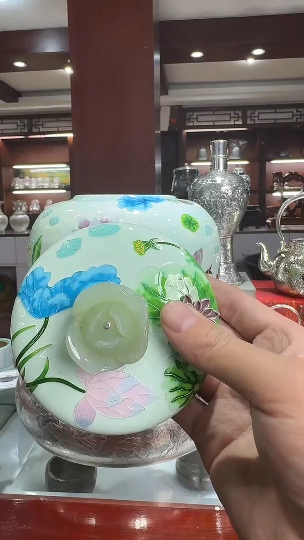 天****语足银手工精工錾刻牡丹高抛光烧水壶