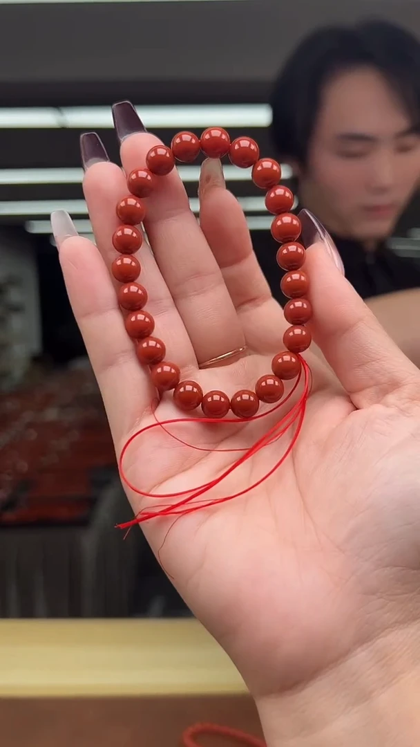未镶嵌珠串南红玛瑙牛血红单圈手串7mm