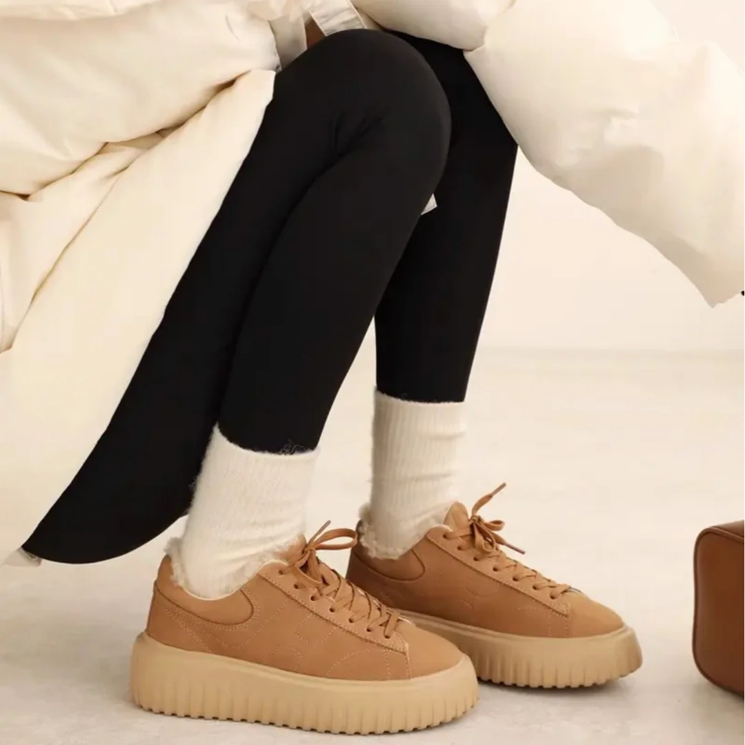 语汐清仓｜YUXISHO"温暖饼干鞋“进口牛反绒拼绵羊毛厚底加绒板鞋