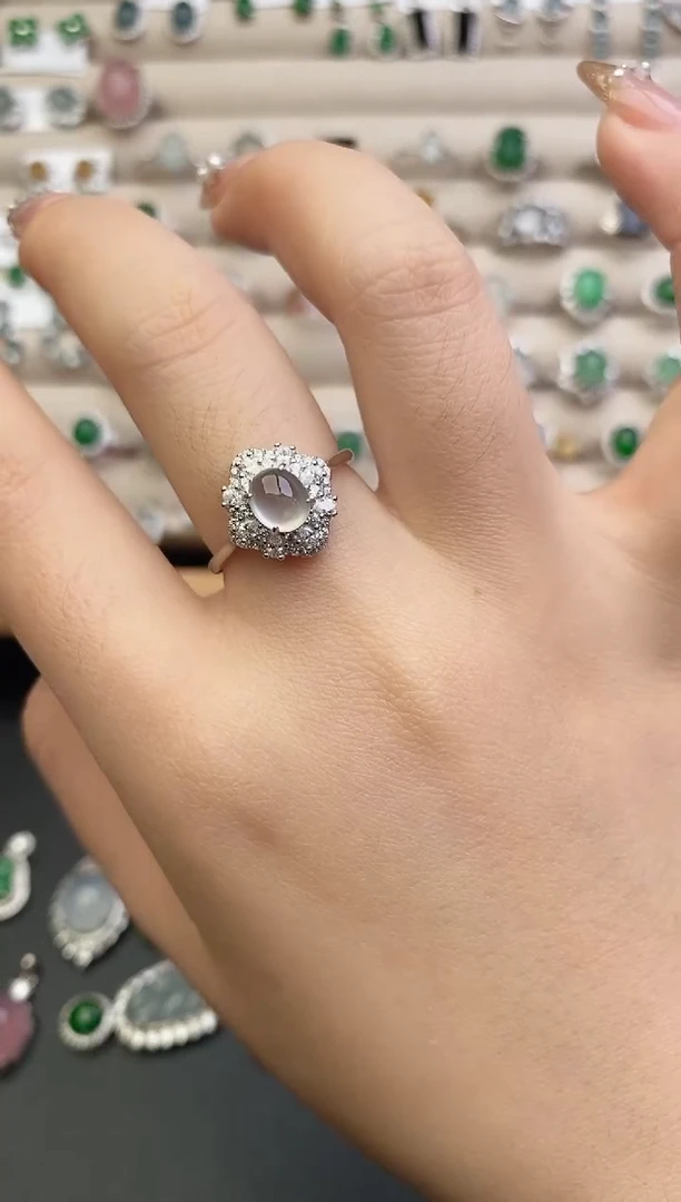 银S925镶嵌戒指翡翠1