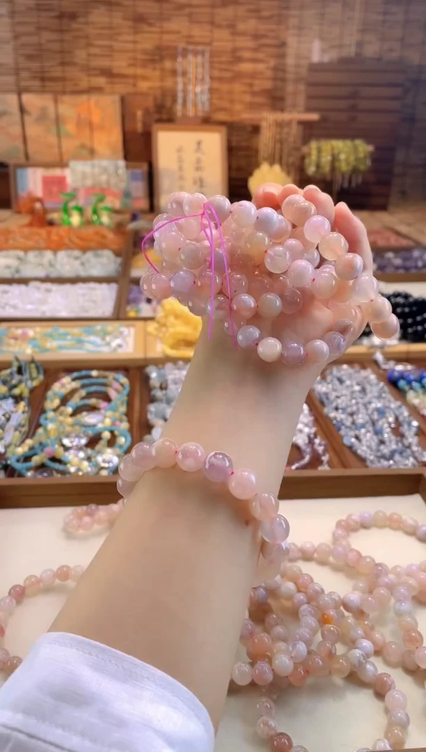 水晶手串合金H-022 樱花玛瑙1001-01