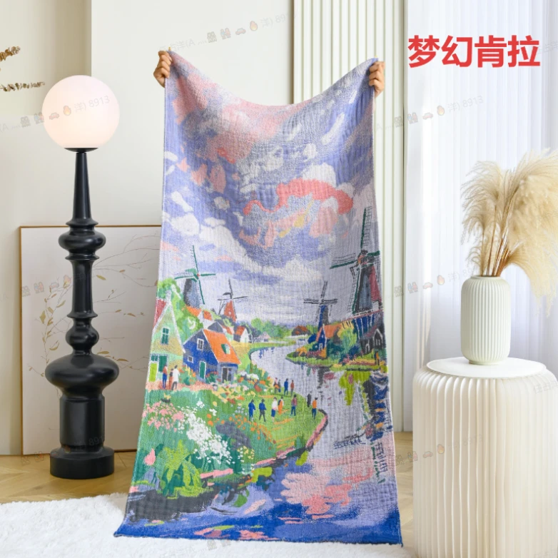 精品麻质纱布浴巾--梦幻肯拉75*160