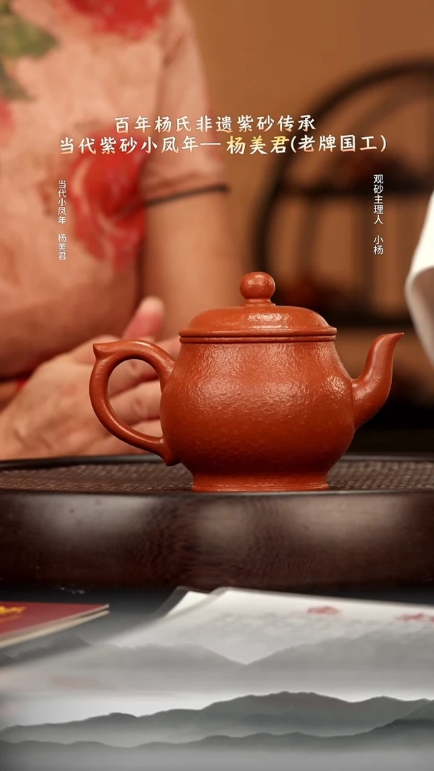 茶壶紫砂42 八目手磨鱼籽粗砂朱泥宫灯230c
