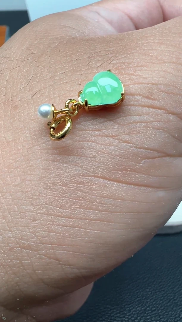 颈饰银S925镶嵌翡翠（4号链接）纯天然缅甸翡翠a货小葫芦（滴溜）