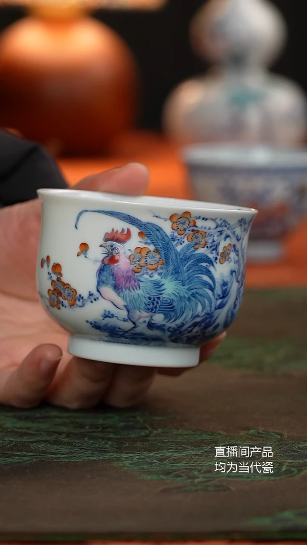 望玉斗彩吉祥炉式杯