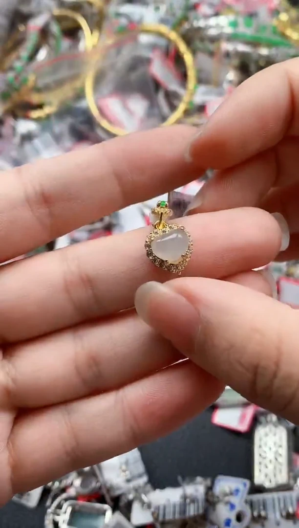 银S925镶嵌戒指翡翠天然A货缅甸翡翠