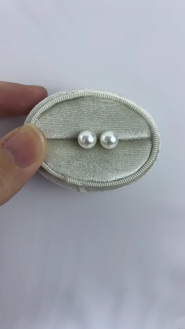 颈饰银S925镶嵌淡水珍珠08天然珍珠奥白光空姐款耳钉7-8