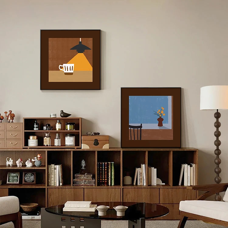 美拉德客厅组合装饰画餐厅中式玄关卧室挂画中古风桌面摆件画