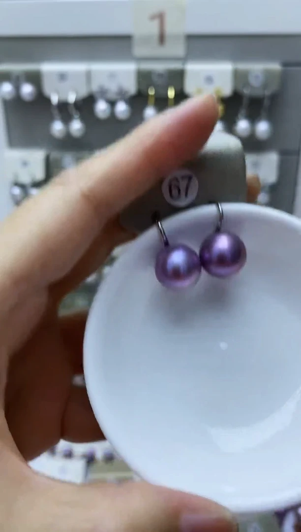 银S925镶嵌淡水珍珠耳饰67