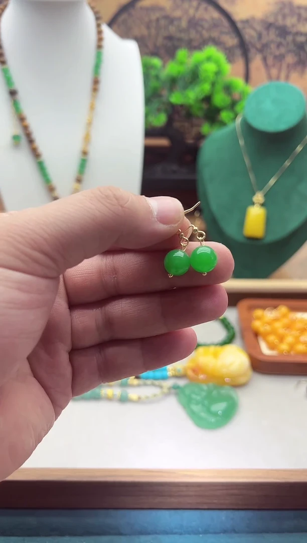 【闪购商品】翡翠耳饰14K金镶嵌E327