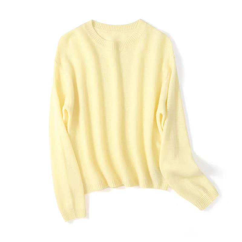 拉绒款纯色圆领极简山羊绒衫衫针织网红宽松女装毛衣