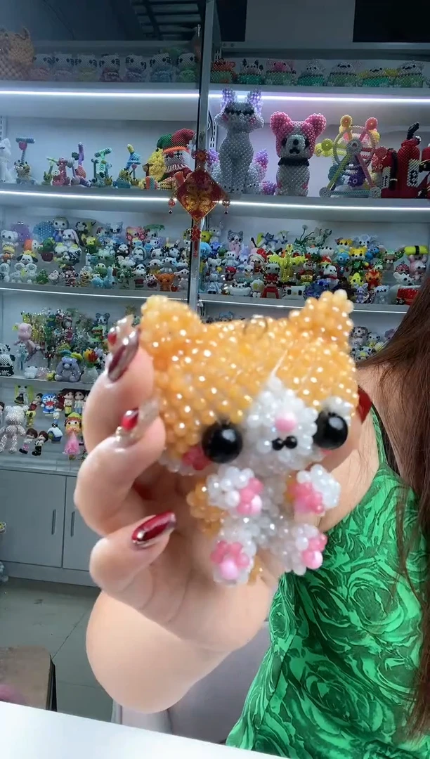 玻璃2006卡4水晶蓝猫材料包带钥匙扣橙玉色