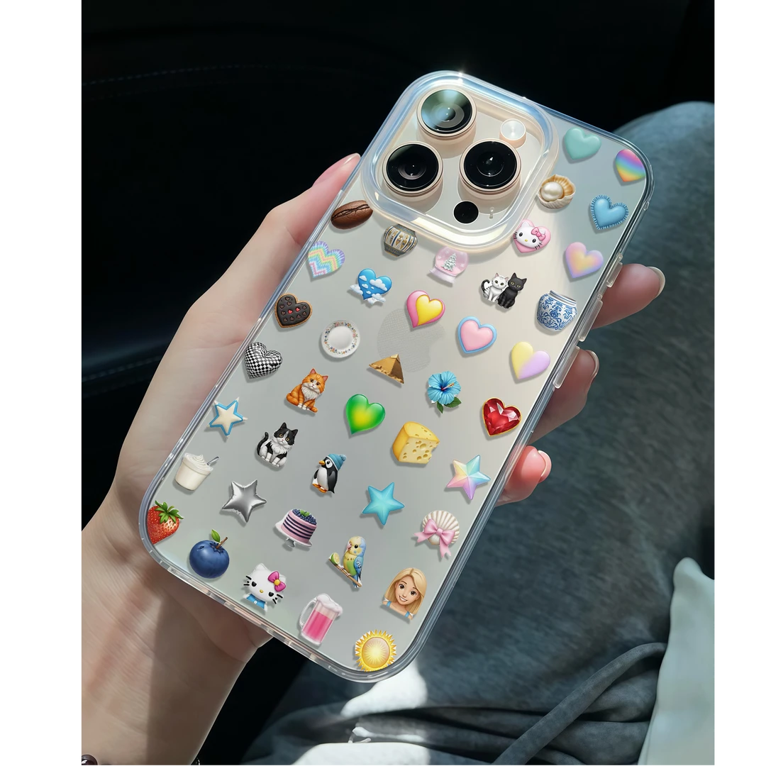 ins小表情合集适用于苹果14手机壳iPhone15透明11大孔13软