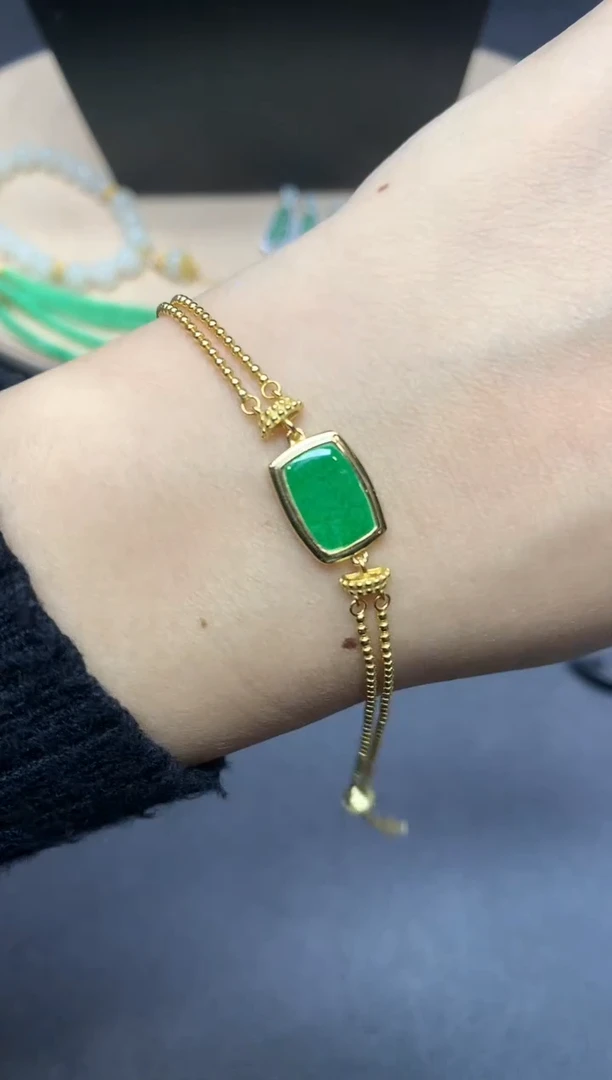 【闪购商品】翡翠手链银S925镶嵌无事牌【多样性发其一】