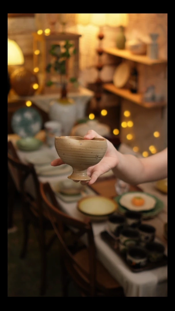 瓷片雾里工作室 高脚杯1个