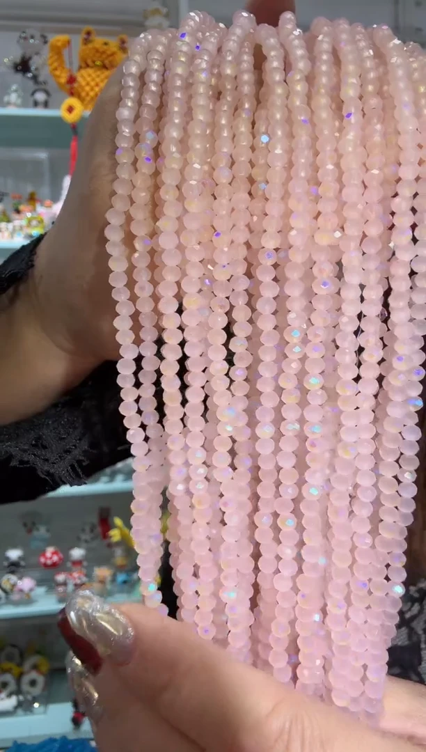 玻璃2818卡4水晶扁10条微光彩水粉玉