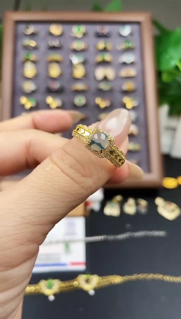 银S925镶嵌戒指翡翠12