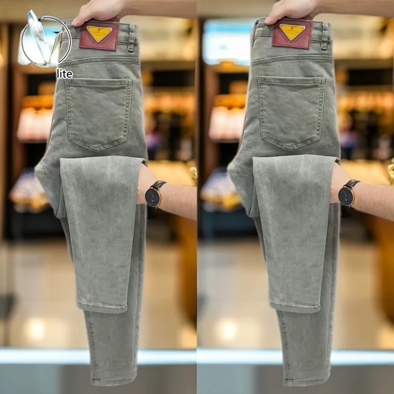 VALVOELITE小直脚裤弹力简约舒适休闲裤男秋冬男士修身牛仔裤商务