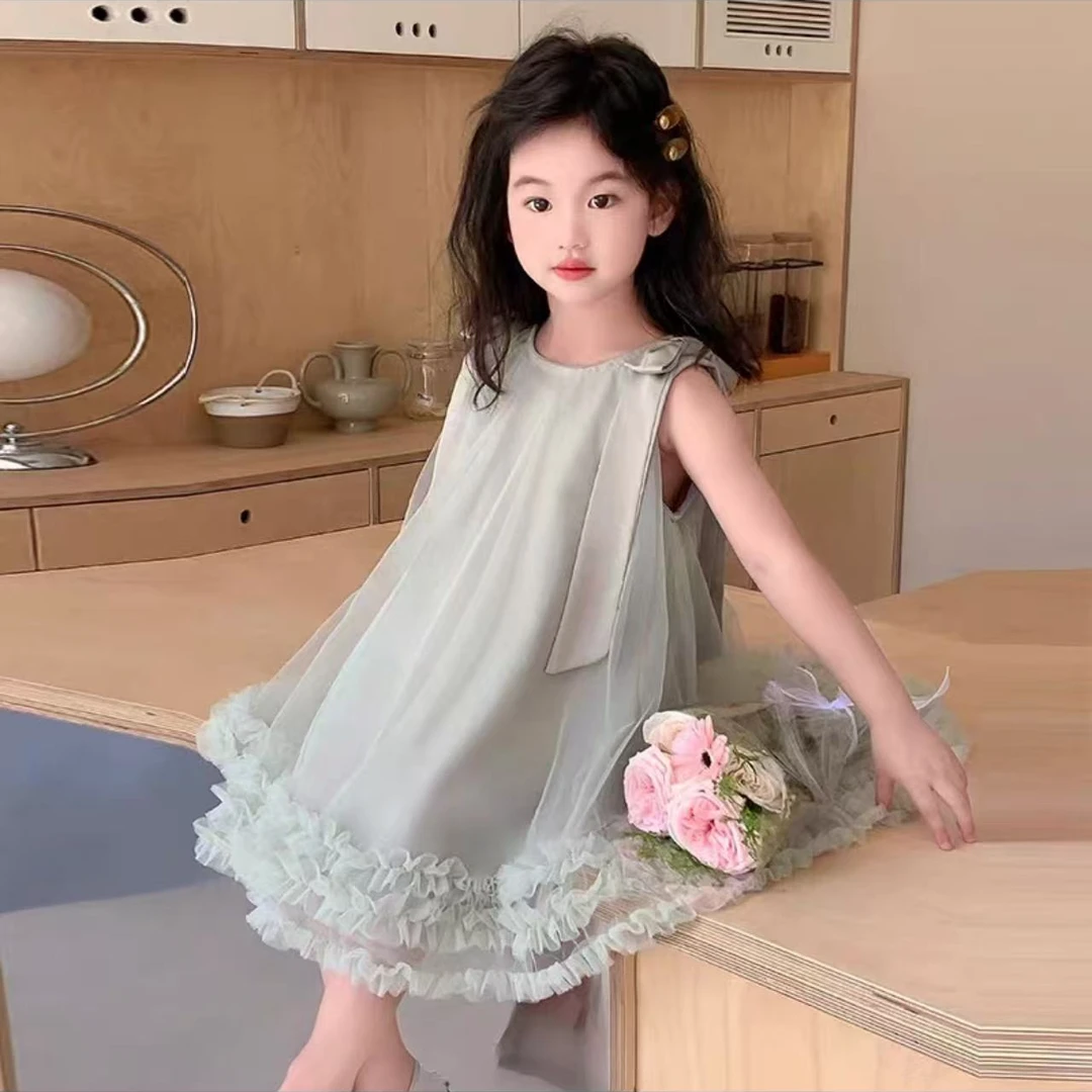 糖玉高货女童连衣裙洛丽塔【蝴蝶结绿色裙子】8888