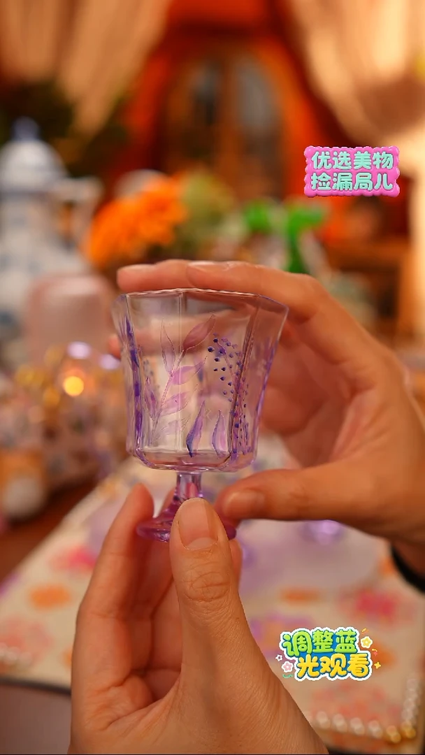 Miss甜甄选家居好物推荐--手绘花卉纹样茶杯酒杯