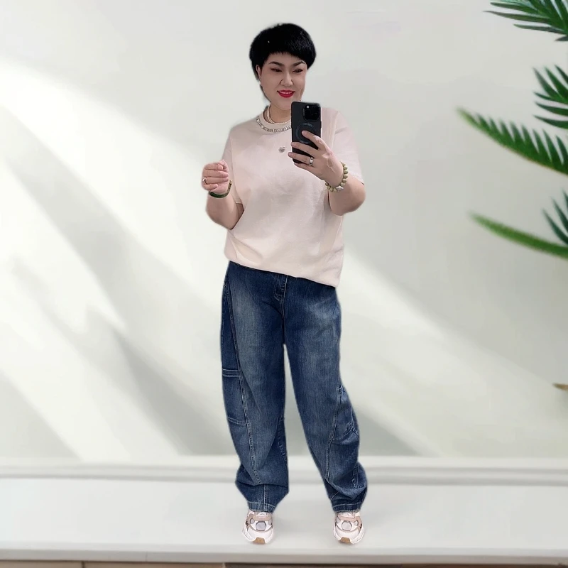 3078 春夏新款重工手缝钻领爱心半袖T恤/IT