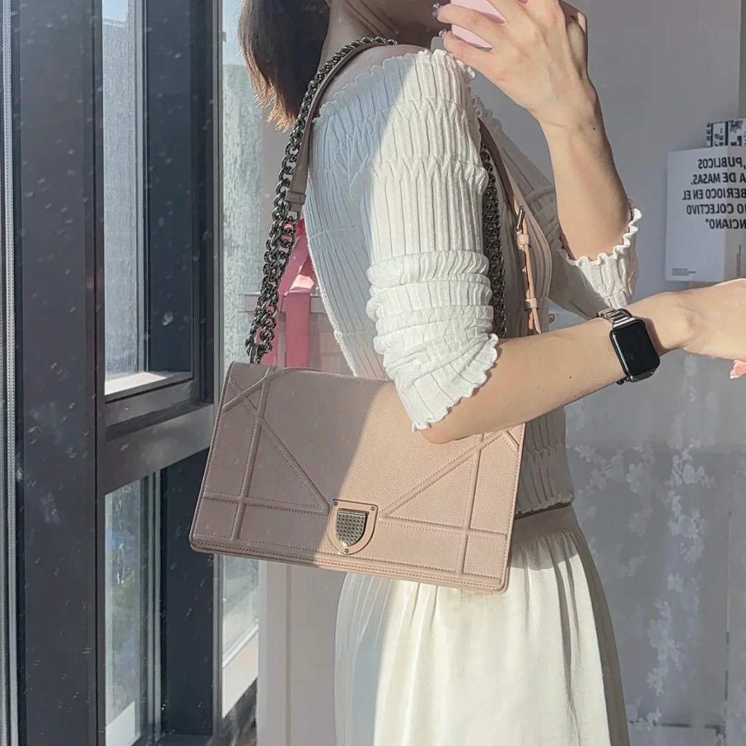 95新 DIOR/迪奥 茉上/粉色中号盾牌 单肩斜挎包