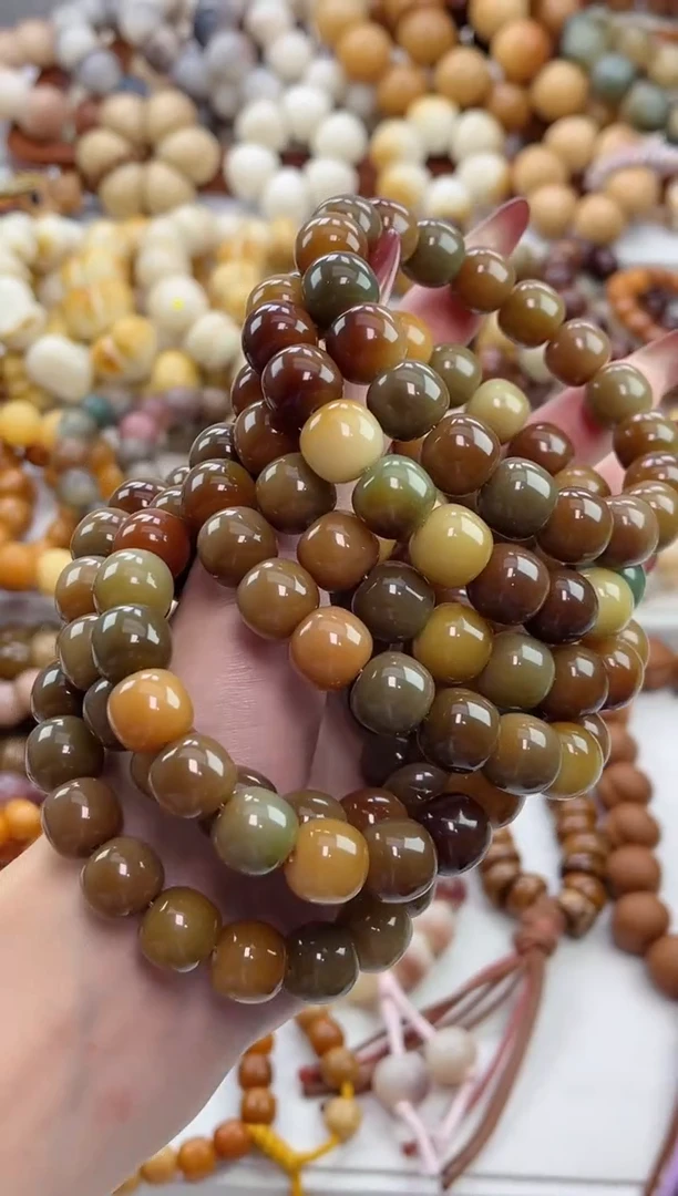 手串菩提根/象牙果n70玉化玻璃底桶珠11*12mm手串