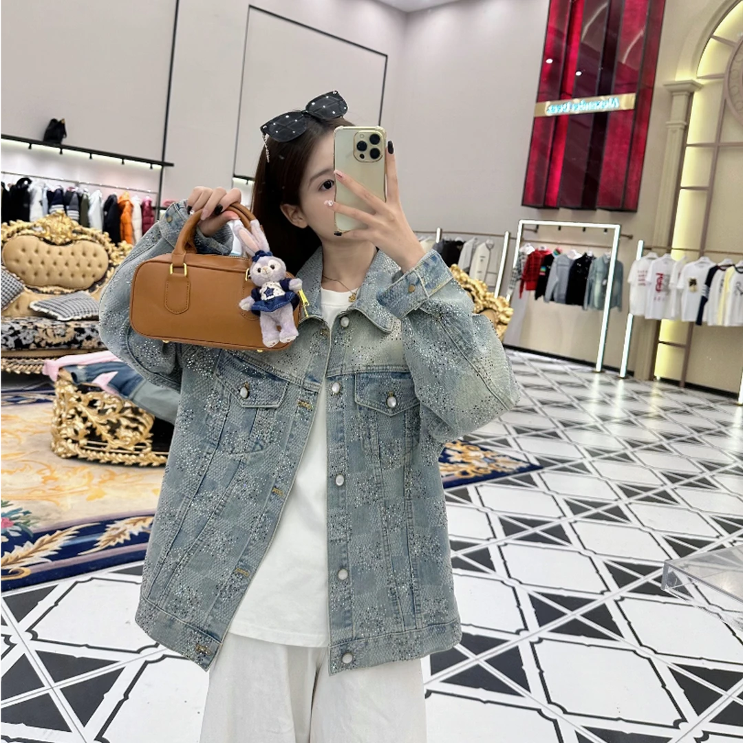 【MM】2025新款棋盘格复古怀旧翻领牛仔外套A8111