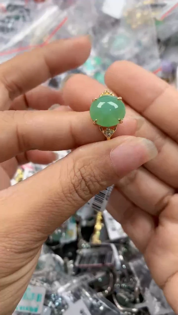 银S925镶嵌戒指翡翠222    2