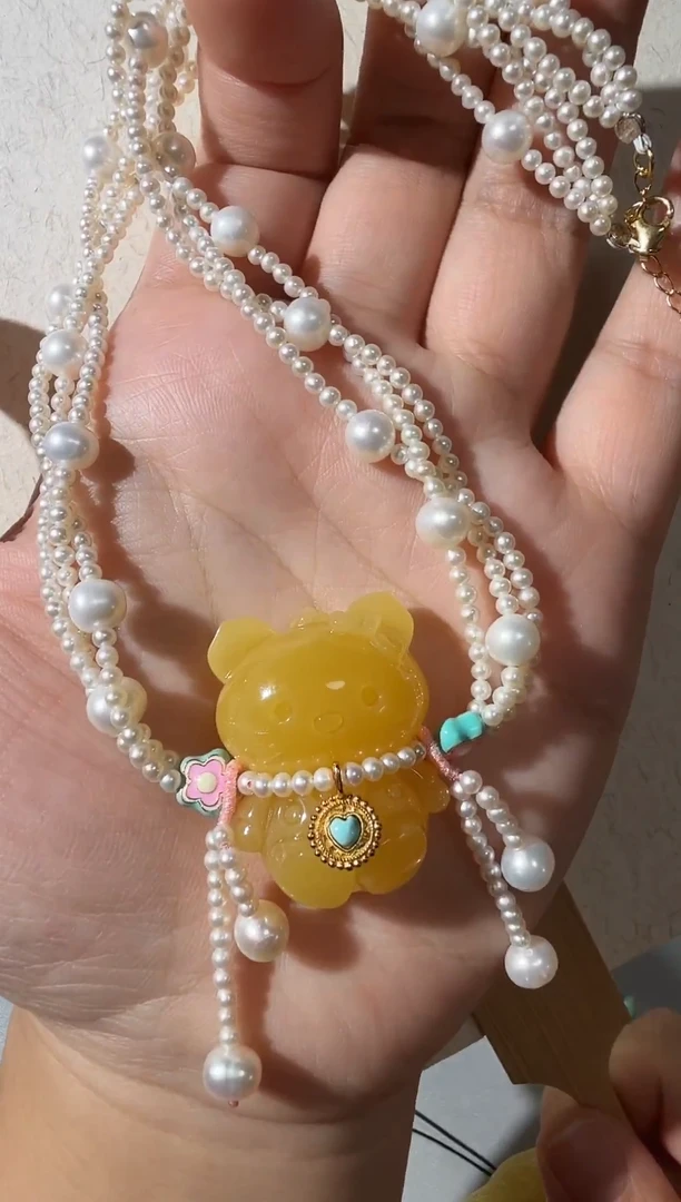 蜜蜡项链未镶嵌蜜蜡珍珠项链