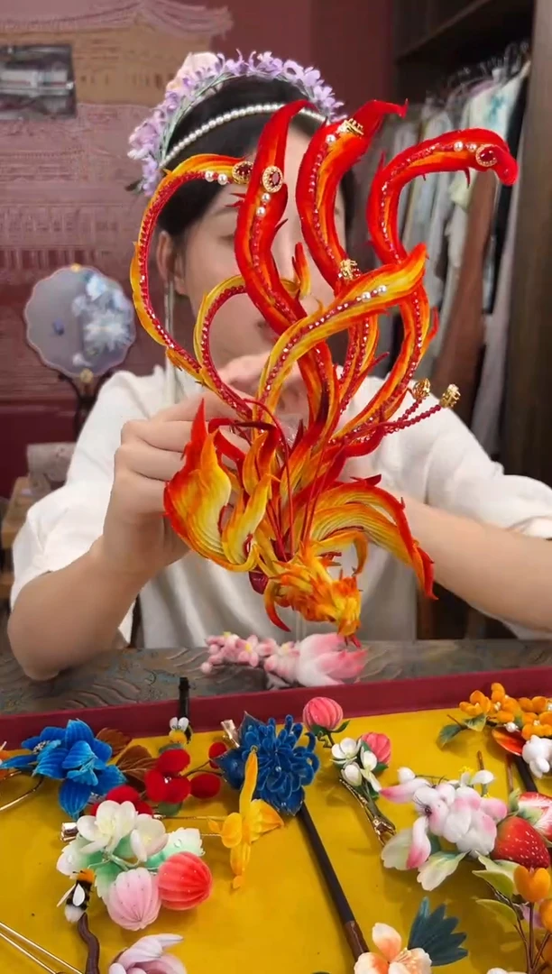 刺绣非遗绒花（发饰）