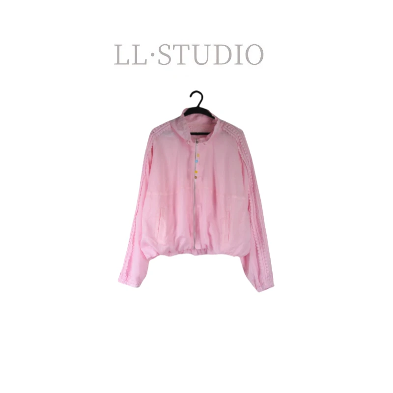妙兮·LL夏季新款百搭小众设计款拼接蕾丝边防晒外套*20250578