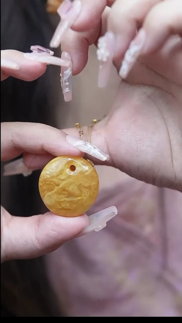 裸石蜜蜡未镶嵌*蜜蜡锁骨链*吊坠设计款*可调节长短*百搭