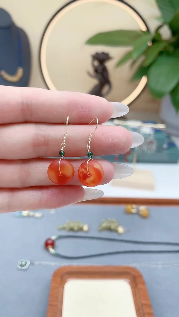 银S925镶嵌蜜蜡耳饰00蜜蜡