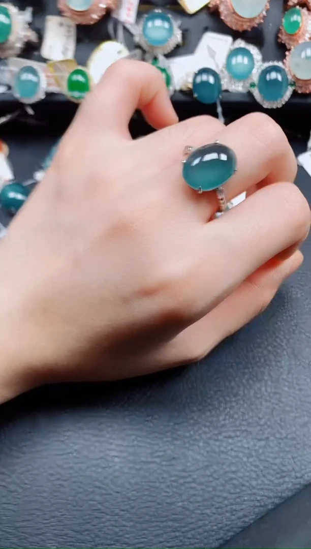 银S925镶嵌戒指翡翠翡翠