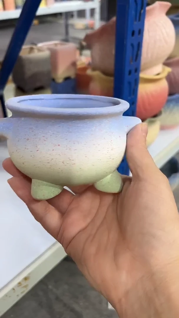 麦饭石粗陶多肉花盆口径8*6