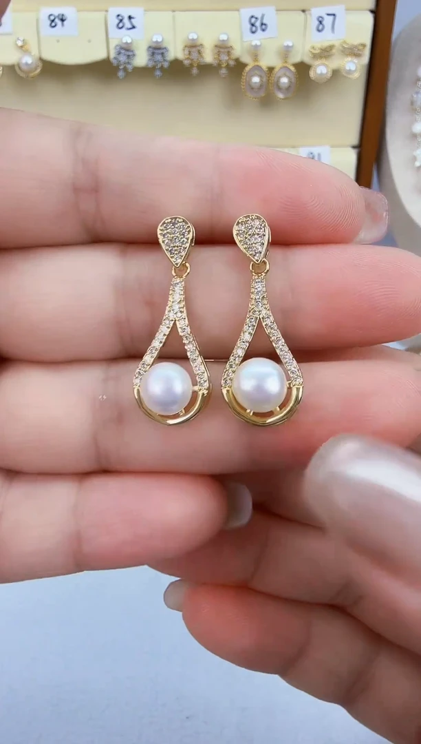 未镶嵌耳饰淡水珍珠金