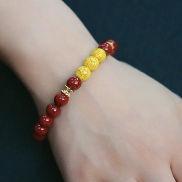 天然辰砂贺岁 朱砂辰砂雄黄手串0.8