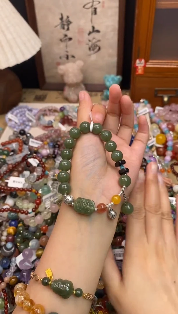 银S925镶嵌和田玉手饰453