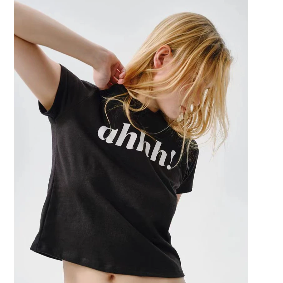 Ahhh 春季新款 时尚潮流洋气百搭修身短袖T恤上衣75241