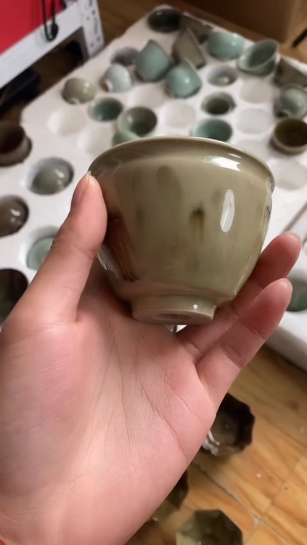 【山隐青瓷】龙窑柴烧杯子    微瑕