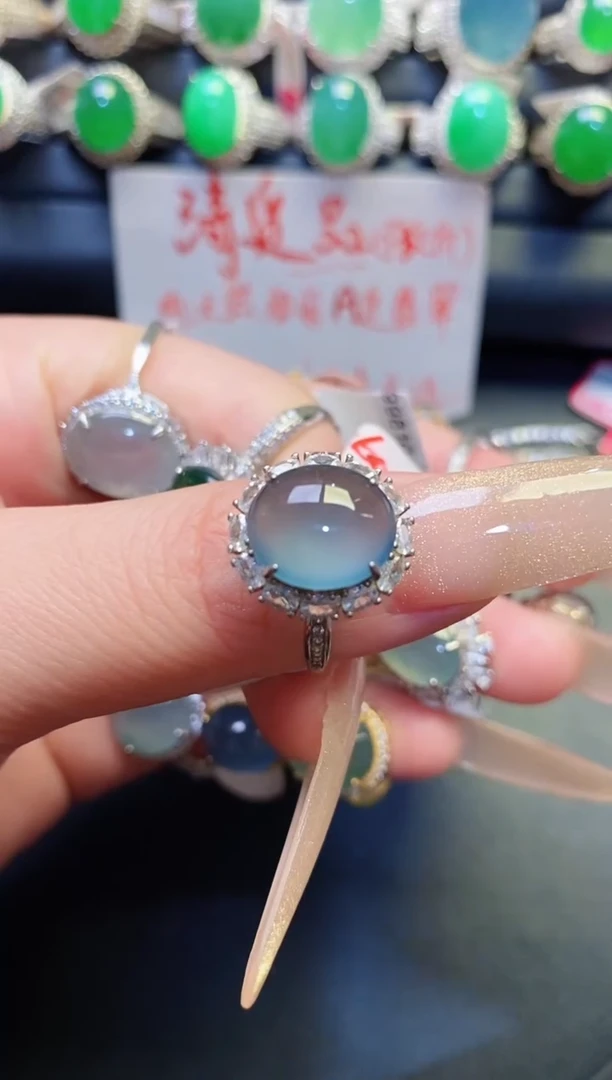 银S925镶嵌戒指翡翠天然