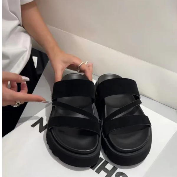 诗歌兰女鞋时尚百搭厚底增高外穿露趾一字拖凉拖鞋