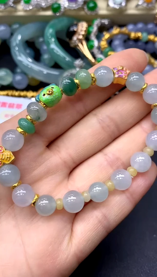 足金镶嵌手链翡翠269-中国好珍宝