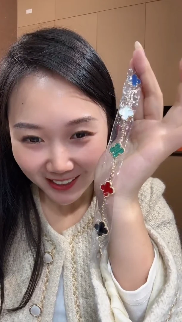 【闪购商品】玛瑙/玉髓手链18K金镶嵌五彩五花手链GHJ
