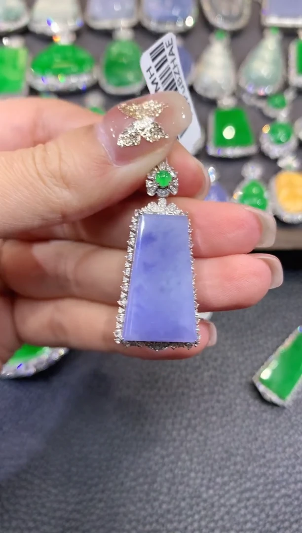 吊坠(不含链)18K金镶嵌翡翠C57 紫货有一定色差