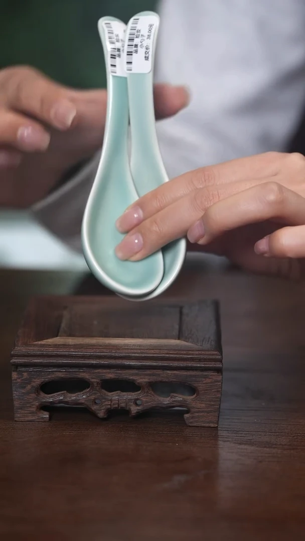 【闪购商品】清凉寺原产地仿古釉小汤勺一对